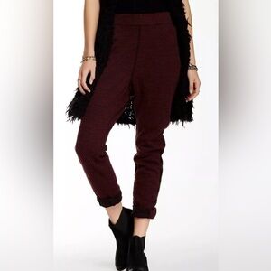GUC Free People Maroon Combo Stacked Textured Street Pants Size Small